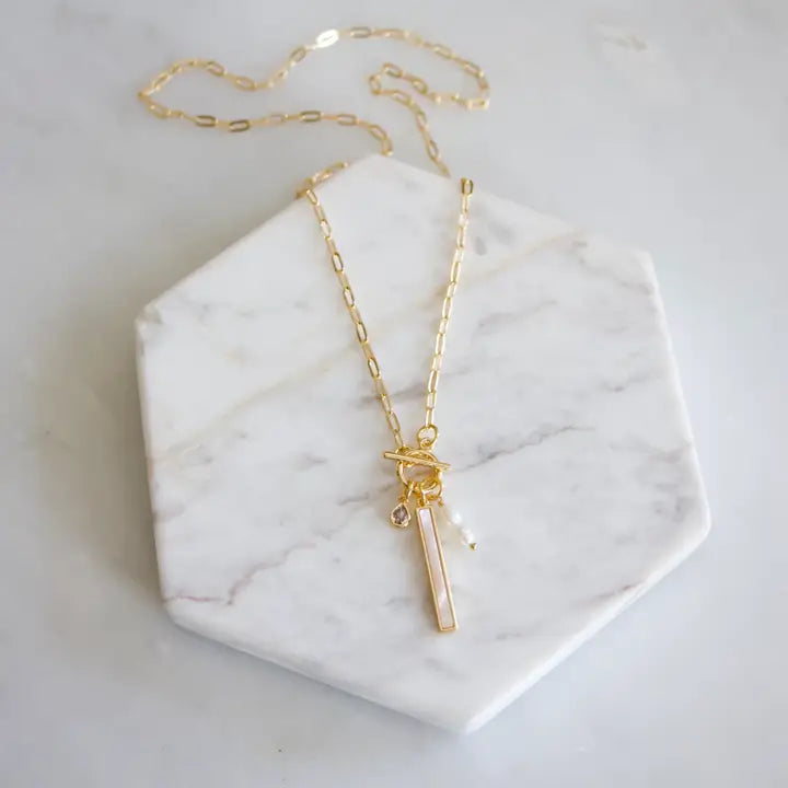 Maris Mother of Pearl Charm Toggle Necklace