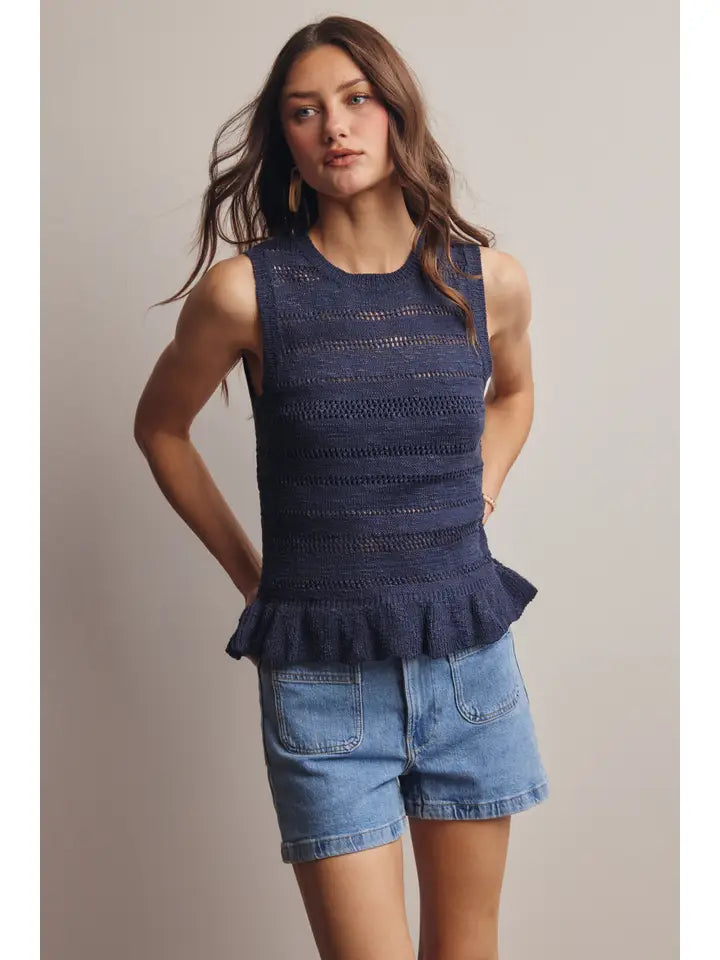 Sophie Sleeveless Knit Peplum Top
