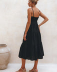 Rafaela Strappy Linen Midi Dress - Black- FINAL SALE ITEM