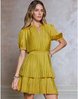 Phoebe Pleated Tiered Mini Dress