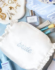 Bride Beauty Cosmetic Bag - Embroidered Satin, Bachelorette