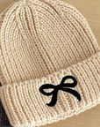 Children's Bow Embroidered Knitted Beanie