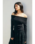 Foldover Off the Shoulder Sweater