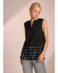 Dotted Lace Fringe Linen Top