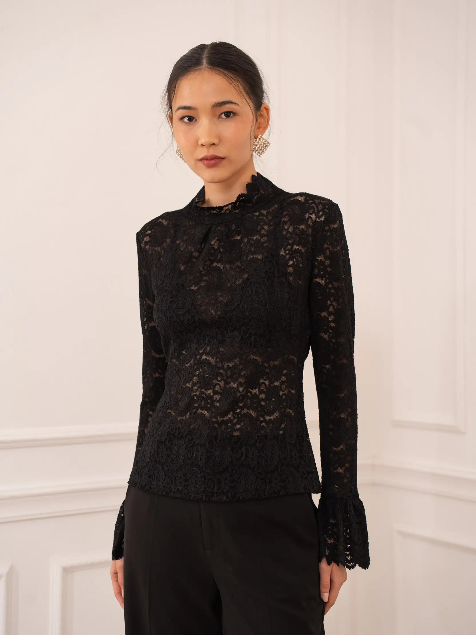 Heidi High-Neck Lace Blouse