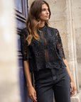 Elaine Short Sleeve Lace Blouse
