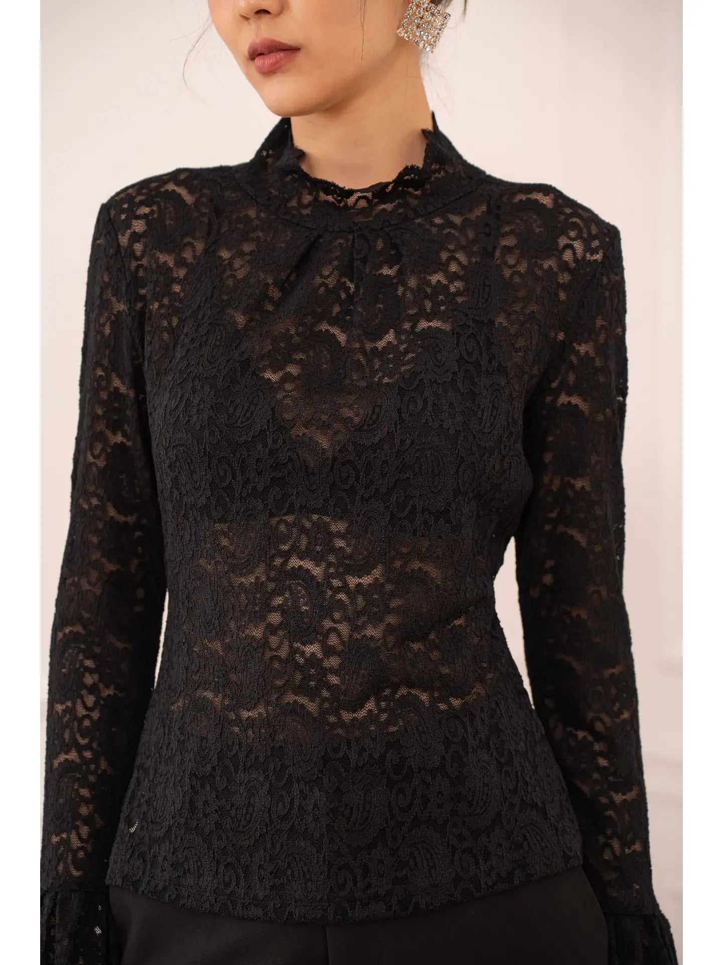 Heidi High-Neck Lace Blouse