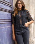 Elaine Short Sleeve Lace Blouse