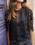 Elaine Short Sleeve Lace Blouse