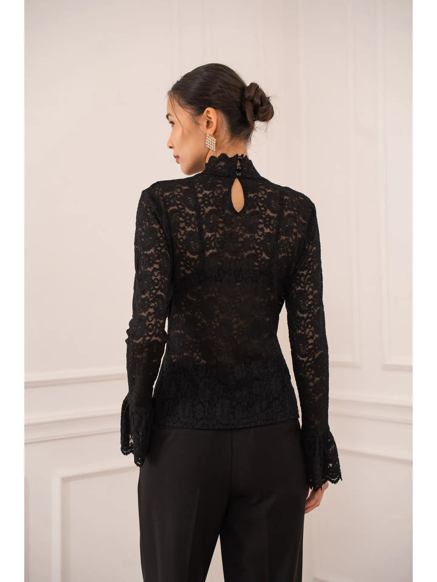 Heidi High-Neck Lace Blouse