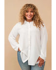 Pinstripe Button Down Blouse - Plus Size