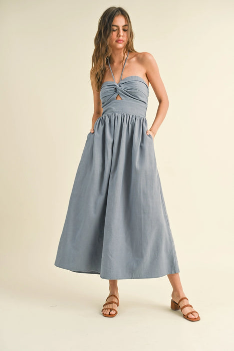 Reagan Knotted Front Halter Neck Dress
