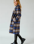 Blue, Brown and Black Plaid Coat