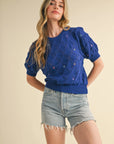 Marsella Knit Sweater with Floral Embroidery
