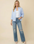Soft Stripe Button Down Blouse