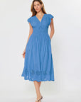 Elsa Embroidered Lace Midi Dress