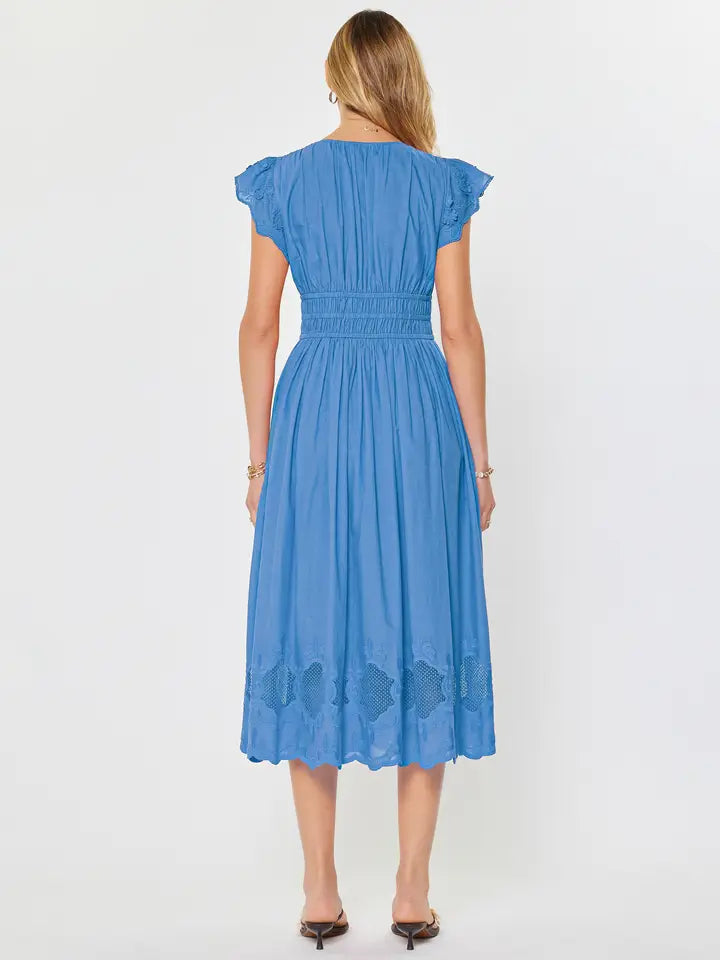 Elsa Embroidered Lace Midi Dress