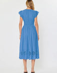 Elsa Embroidered Lace Midi Dress