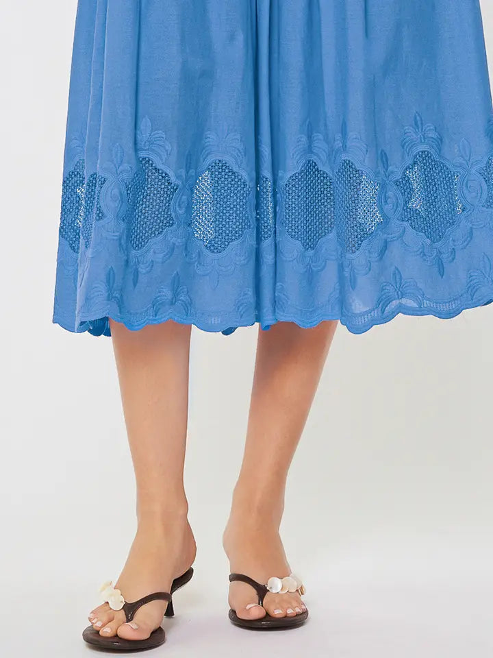 Elsa Embroidered Lace Midi Dress