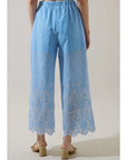 Striped Eyelet Wide Leg Pants