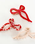 Metal Bow Claw Clip - Red