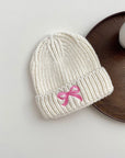 Children's Bow Embroidered Knitted Beanie