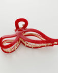 Metal Bow Claw Clip - Red