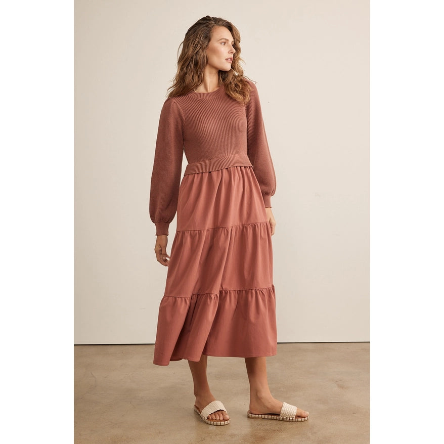 Brie Mixed Media Sweater Midi Dress