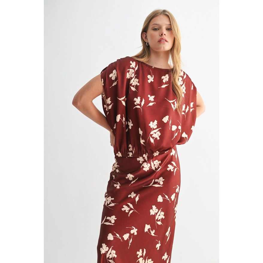 Abigail Floral Print Satin Top