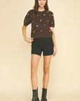 Etta Embroidered Short Sleeve Sweater