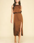 Clarissa Silky Side Slit Midi Dress