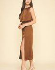 Clarissa Silky Side Slit Midi Dress