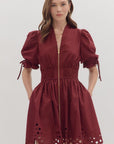 Monica Mini Dress with Eyelet Hem