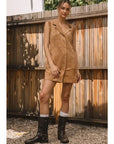 Faux Suede Button Down Dress