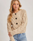 Cropped Cable Knit Cardigan