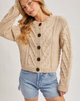 Cropped Cable Knit Cardigan