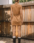 Faux Suede Button Down Dress