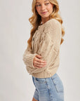 Cropped Cable Knit Cardigan