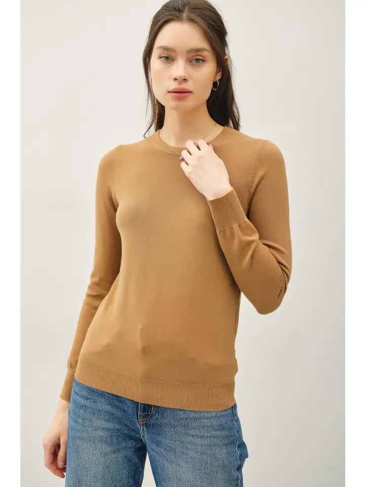 Viscose Crew Neck Soft Knit Sweater