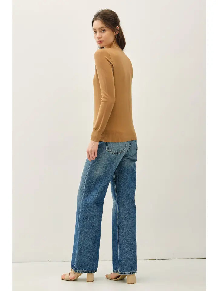 Viscose Crew Neck Soft Knit Sweater