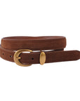 Suede Belt With Gold Curve Buckle