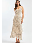 Luna Lace Floral Midi Dress with Sequin Accents