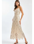 Luna Lace Floral Midi Dress with Sequin Accents