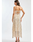 Luna Lace Floral Midi Dress with Sequin Accents