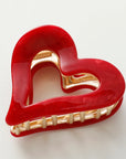 Heart Metal Claw Clip - Cherry Red