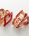 Heart Metal Claw Clip - Marbled Pink/Red