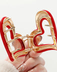 Heart Metal Claw Clip - Marbled Pink/Red