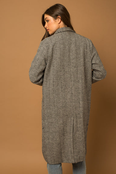 Herringbone Long Sleeve Coat