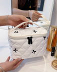 Bow Embroidered Cosmetic Bag