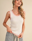 Penny Picot Trim Ribbed Knit Tank